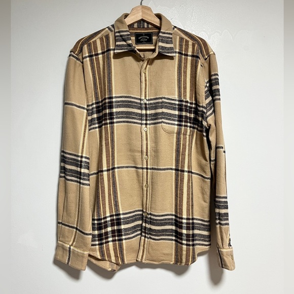 Portuguese Flannel Plaid Shirt - Tan/Brown/Black - Size L - Picture 2 of 9